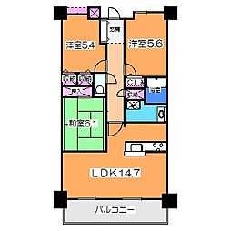 ライオンズマンション金剛 3LDKの間取図画像