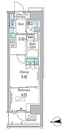パークアクシス新宿百人町 1DKの間取図画像