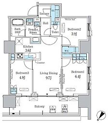 晴海フラッグ ポートヴィレッジ A棟 2階3LDKの間取り