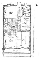 小田急小田原線 相模大野駅 徒歩25分の賃貸マンション 4階2LDKの間取り
