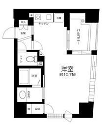 アクシルコート東中野 6階ワンルームの間取り