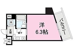 燕三条エクスプレスハイツ 5階1Kの間取り