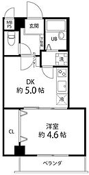 ティーズガーデン目黒 3階1DKの間取り