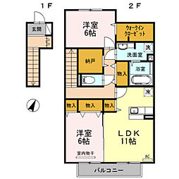 ピオニー 2LDKの間取図画像
