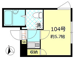 プリムローズ大森 1Kの間取図画像