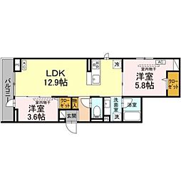 イヴレーア橋本 2LDKの間取図画像