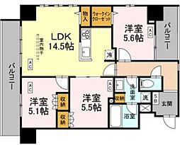 サンジョイアゼロ 2階3LDKの間取り