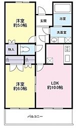 リオンドール 1階2LDKの間取り