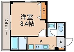 JR総武線 市川駅 徒歩10分の賃貸マンション 2階1Kの間取り