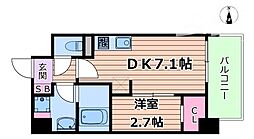 Osaka Metro千日前線 西長堀駅 徒歩6分の賃貸マンション 6階1LDKの間取り