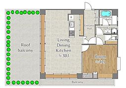 センチュリー鹿沼 12階1LDKの間取り