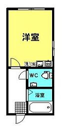 小台橋コーポ 2階ワンルームの間取り