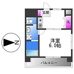 ミフネセントラルベア荒本 8階1Kの間取り