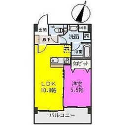 オータムレーベン 5階1LDKの間取り