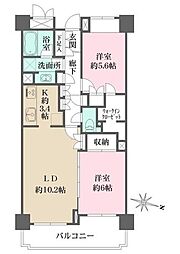 駒込パークハウス 3階2LDKの間取り