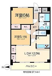 フォーレスト北綾瀬I 3階2LDKの間取り