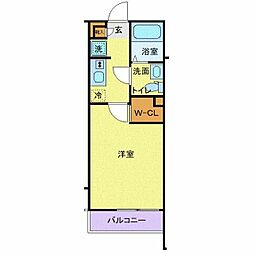 JR常磐線 松戸駅 徒歩10分の賃貸マンション 3階1Kの間取り