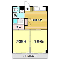 コーポ浜田 2DKの間取図画像