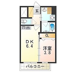 JR東西線 御幣島駅 徒歩3分の賃貸マンション 2階1DKの間取り