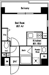 レジデンスみその 3階1Kの間取り