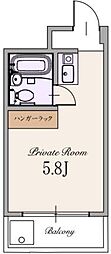 第8大浦ビル小金井ハイツ ワンルームの間取図画像