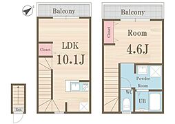 プライムガーデン東武練馬 2階1LDKの間取り
