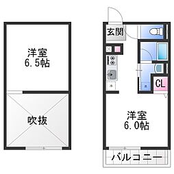 南海高野線 萩原天神駅 徒歩8分の賃貸アパート 1階1Kの間取り
