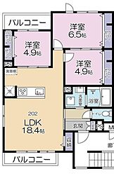 仮称流山PJ新築工事 2階3LDKの間取り