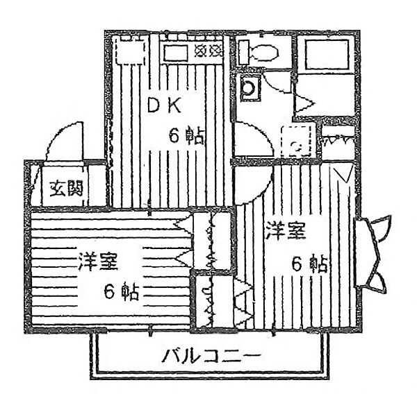 グランウィングイースト・ウエスト 208｜東京都狛江市岩戸北４丁目(賃貸アパート2DK・2階・42.20㎡)の写真 その2