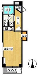 下里ビル 3階ワンルームの間取り