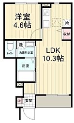 クレール 1階1LDKの間取り