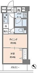 日神デュオステージ池上 4階1DKの間取り