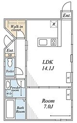 マルベリーファームII 1階1LDKの間取り