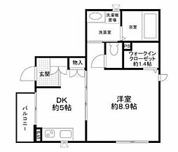 杉山荘 1DKの間取図画像