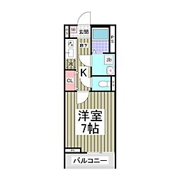 グリュック柿生 1Kの間取図画像