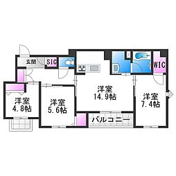 輝 阪南町 3LDKの間取図画像