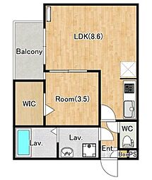 ジーメゾン青梅河辺町 1LDKの間取図画像