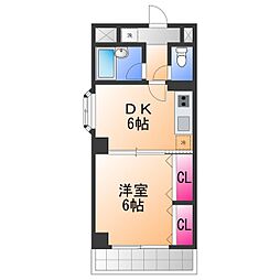 サンジュネス 1DKの間取図画像