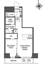 コンフォリア・リヴ西葛西 2階1LDKの間取り