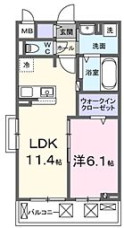 コリーヌ・ブリズIII 2階1LDKの間取り