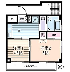Zマンション 2Kの間取図画像