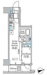 JR総武線 東中野駅 徒歩1分の賃貸マンション 3階1LDKの間取り