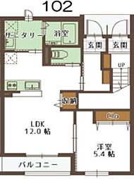 フォーレ飯山満 1階1LDKの間取り