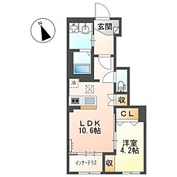 グランプラム本町（ＧｒａｎＰｌｕｍ本町） 1階1LDKの間取り