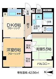 コーポステイルブレス 3階2DKの間取り