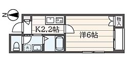 メゾンミル 2階1Kの間取り
