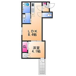 アトムハウス2号館 1LDKの間取図画像