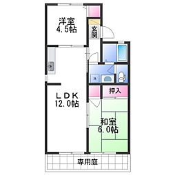 和歌山電鐵貴志川線 日前宮駅 徒歩17分の賃貸アパート 1階2LDKの間取り