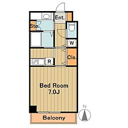 S-FORT八王子堀之内 4階1Kの間取り
