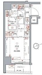クレヴィスタ武蔵小山 7階ワンルームの間取り
